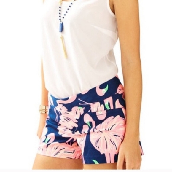 Lilly Pulitzer Ellie Shorts Navy Gimme Some Leg - Picture 2 of 8